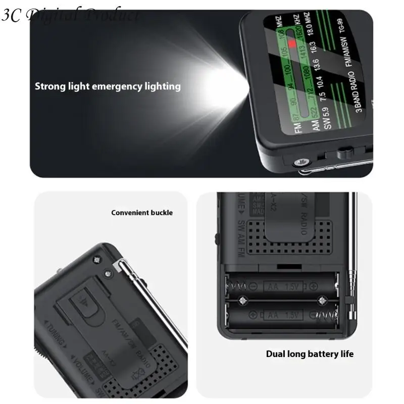 Los sintonizadores sensibilidad sensibilidad portátil FM FM SW para usuario iluminan luz Light