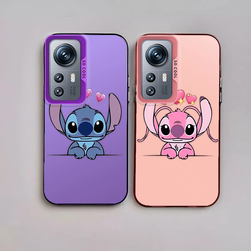 Disney Stitch Angie For Redmi K60 12 10X 9T 9C 8 A1 A2 Plus 4G Fashion Colorful Silver Phone Case