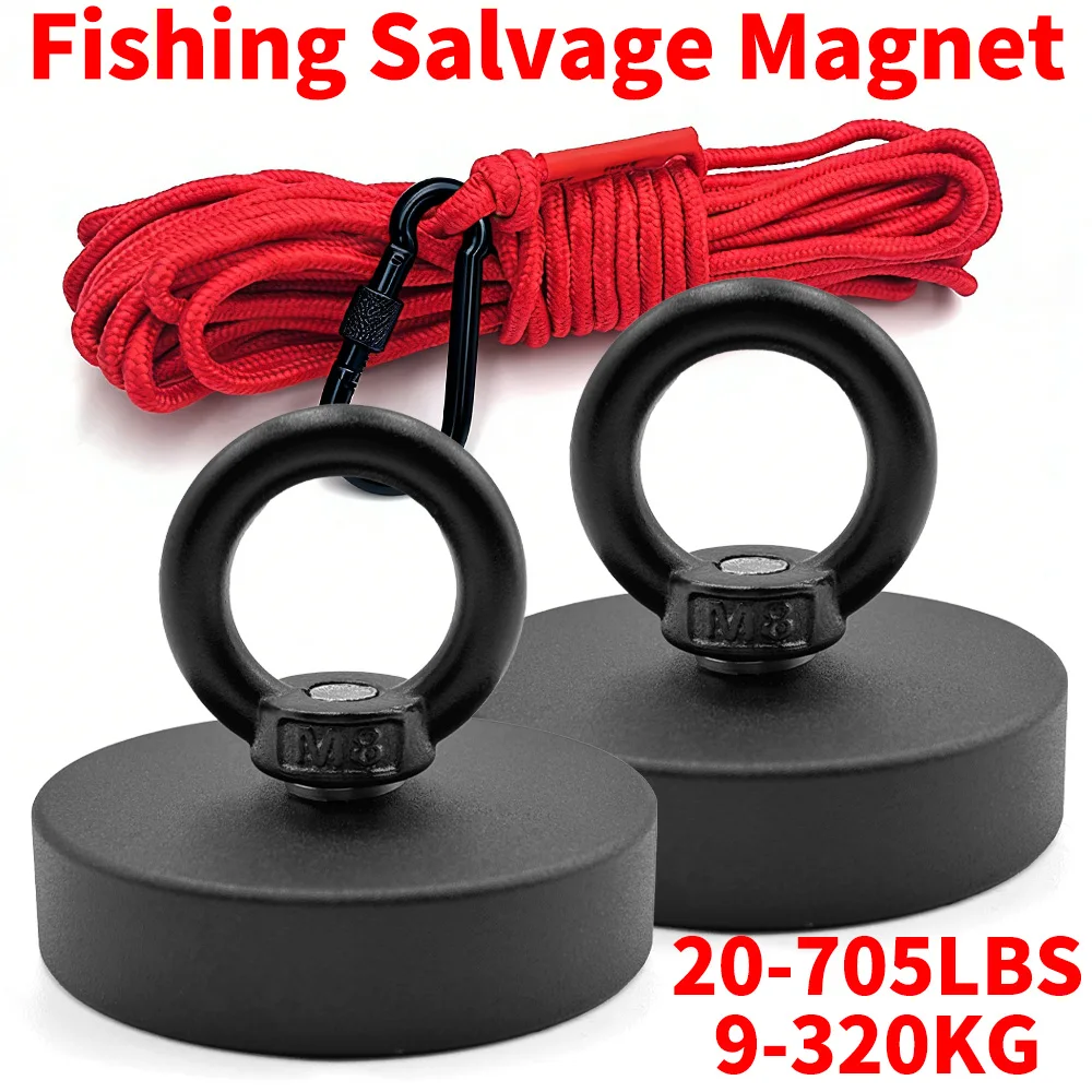 Image of D16~D42mm Hochleistungs-Neodym-Angelhaken N52 Superstarker Seltenerd-Magnet mit Senkbohrung und Öse für Bergungsarbeiten
