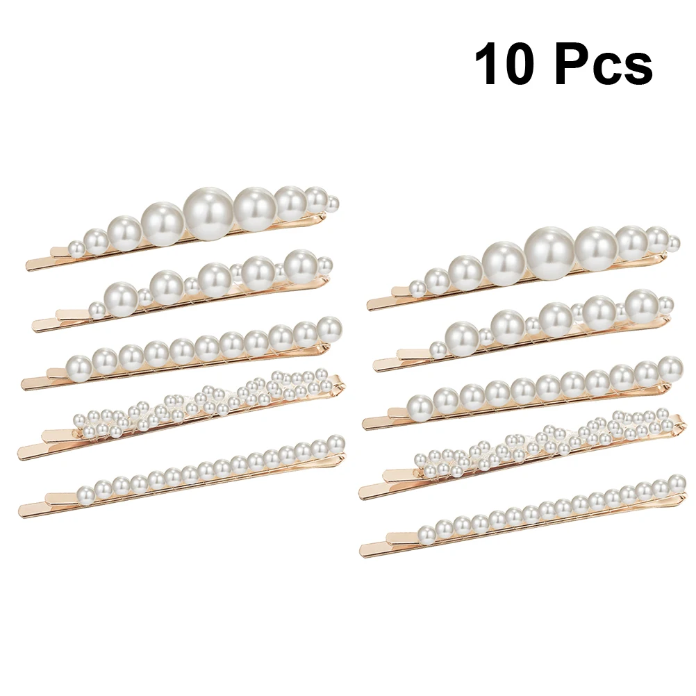 

10pcs Pearl Hair Clip Set Durable Copper Bobby Pins Elegant Hair Accessories for Party Styling Barrette Decorative for Women