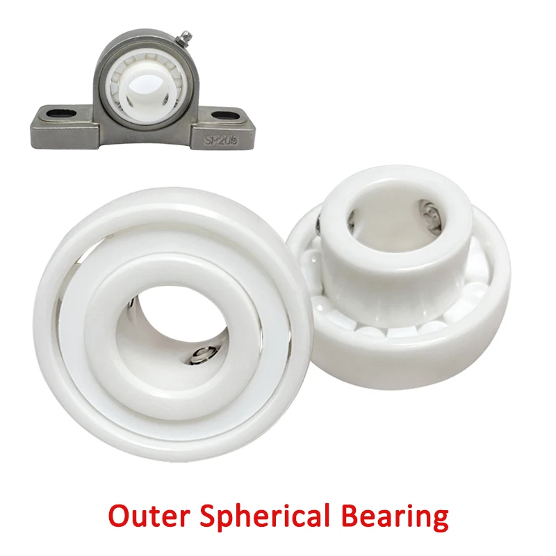 

1pcs Outer External Spherical Bearing UC203 UC204 UC205 UC206 UC207 UC208 UC209 UC210 Zirconia Full Ceramic Bearing