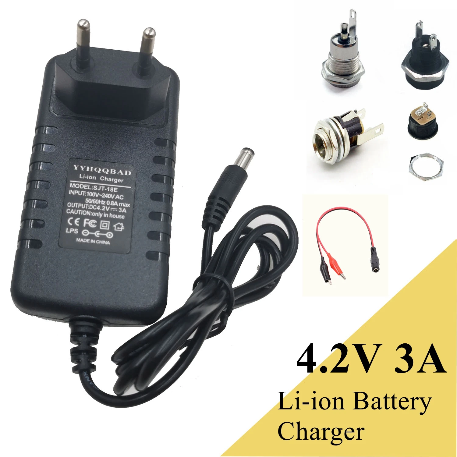 

4.2V 3A Li-ion battery charger for 3.6V 3.7V battery 1S 18650 battery pack connector DC5525