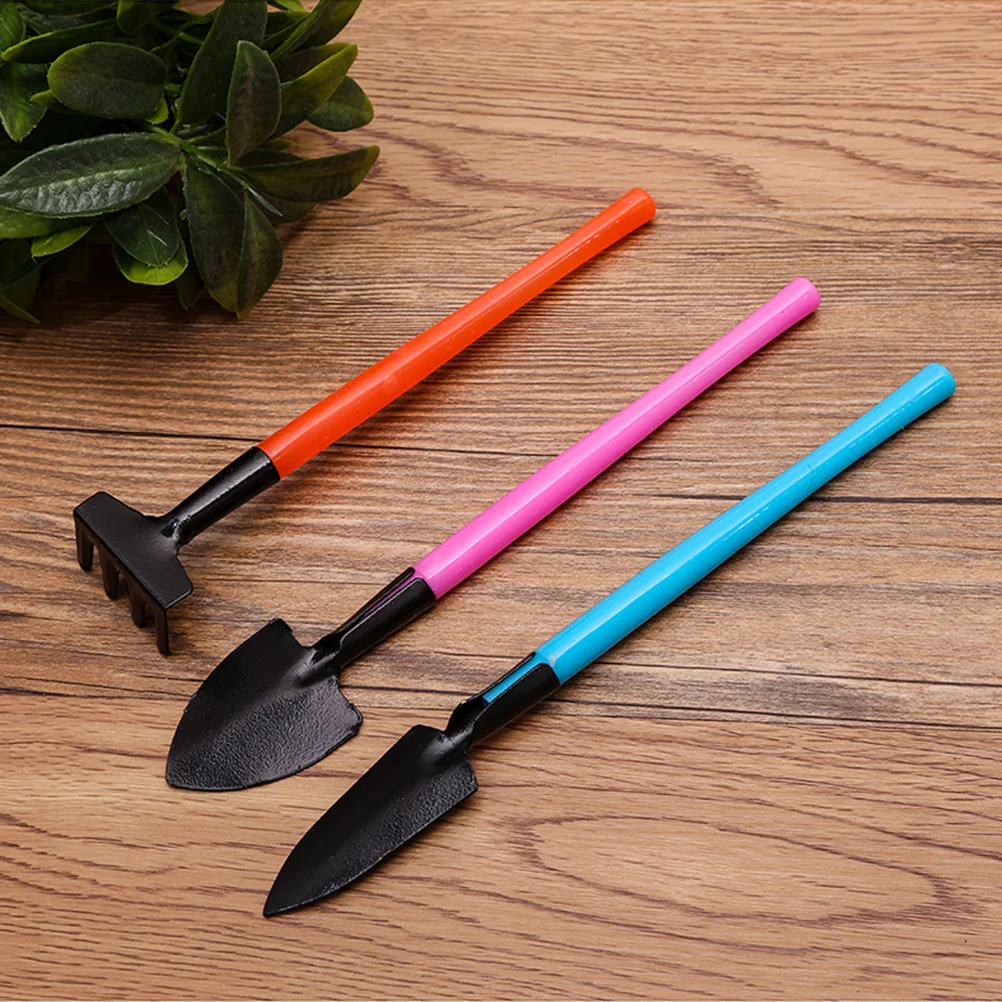 

3Pcs Gardening Tools Set Gardening Shovel Small Garden Rake and Hand Trowel Mini Indoor Colorful Garden Tools for House Plants