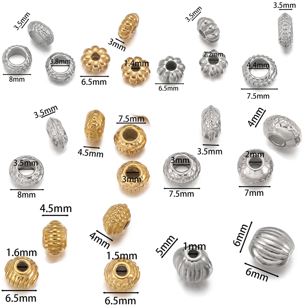 5 pezzi/lotto perline distanziatrici in oro a forma di fiore rotondo in acciaio inossidabile per accessori per la creazione di gioielli fatti a mano con bracciale collana fai da te