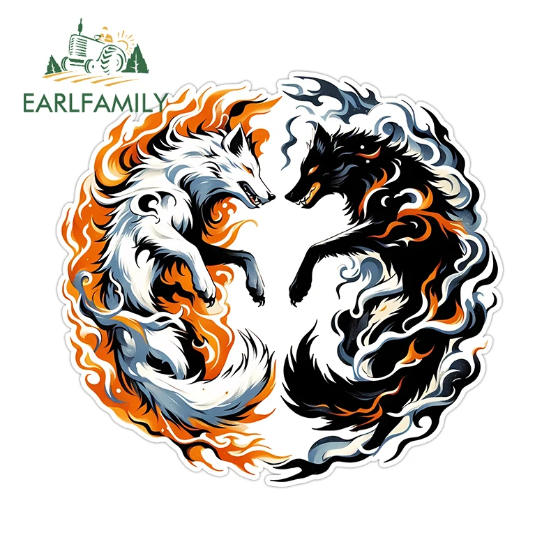 

EARLFAMILY Yingyang Wolf креативные наклейки для автомобиля художественные наклейки на зеркала заднего вида водостойкие устойчивые к царапинам гоночные аксессуары