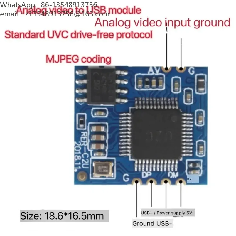 1PCS Analog AV Video to Digital USB Camera Module CVBS to USB Chip For UVC Drive-free