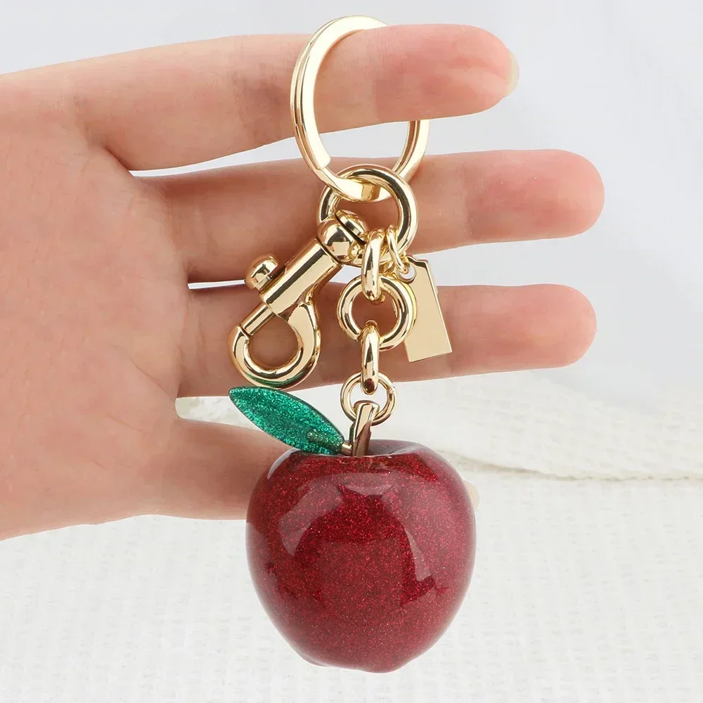 Apple Keychain Decorative Pendant Resin Zinc Alloy Unique Charm Bag Hanging Cherry Ornaments