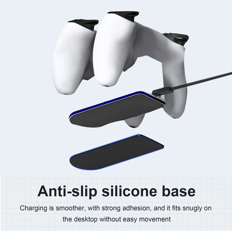 شاحن وحدة تحكم مزدوجة RGB Led لجهاز PS5/Slim Wireless Dualsense Controller Joystick Gamepad جهاز شحن