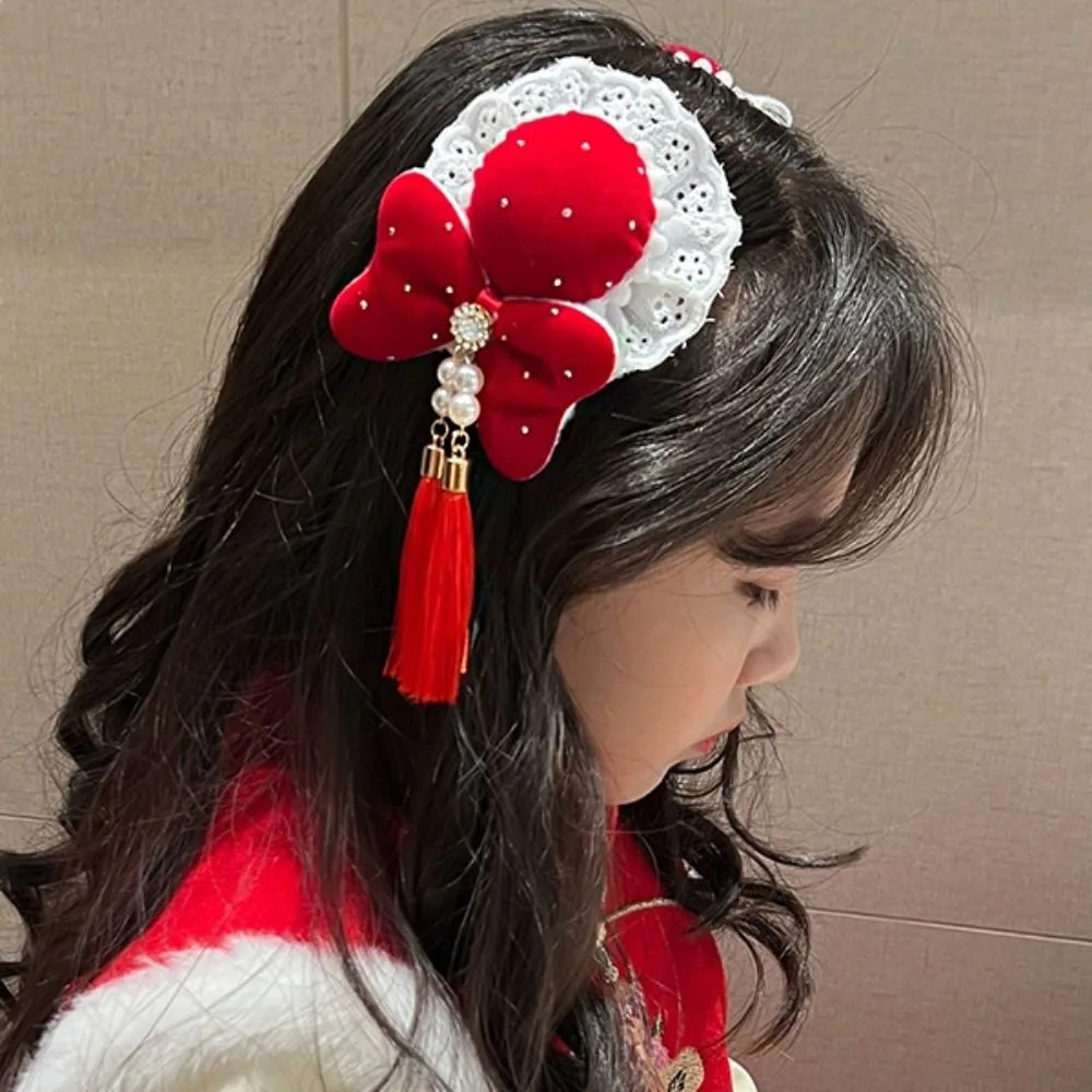 

Tassel Children Red Hairpin Dragon Year Chinese knot Bow Hair Clip Tang Suit Hair Clip Ancient Style Hairpin