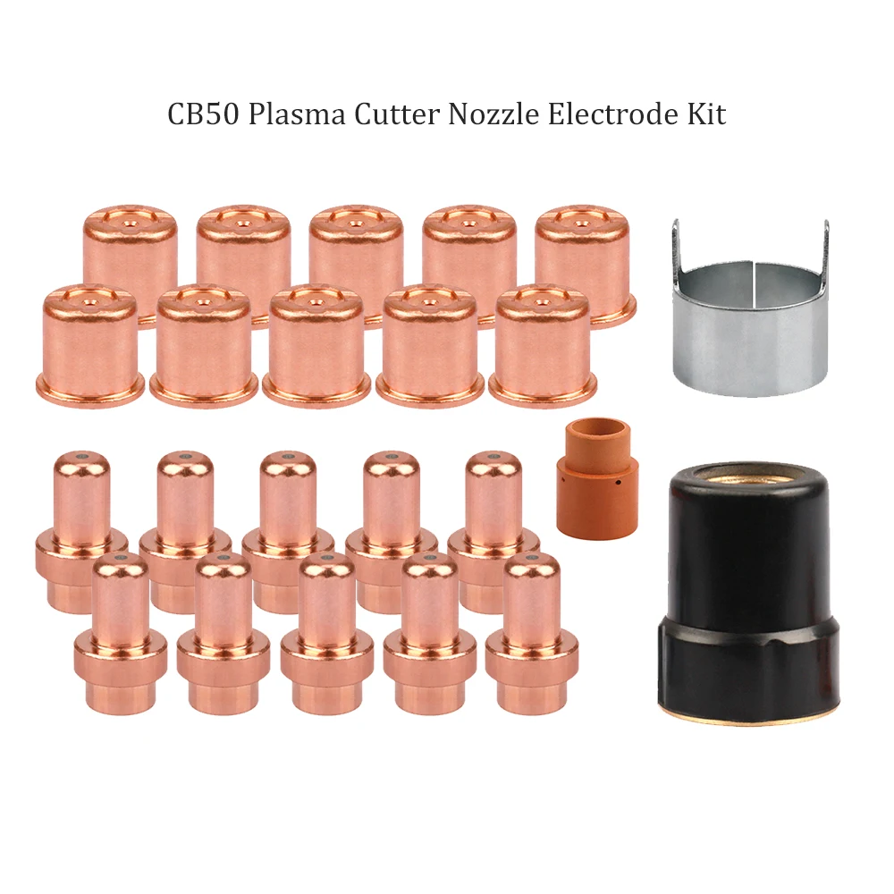 23 Peças: Eletrodo, Bico, Protetor, Anel de Turbilhão e Difusor de Ar/Gás para Cortador de Plasma CB50, P50, P-50, LT50, LT-50