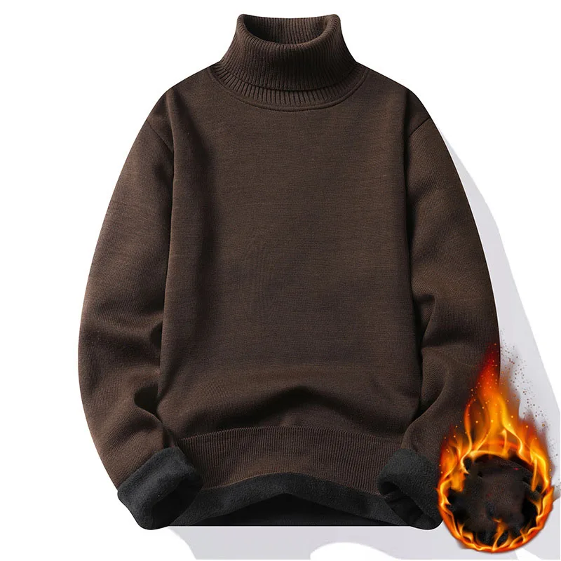 Sweter Rajutan Turtleneck Dasar Slim Fit Kasual Pria Pulover Kerah Tinggi Mantel Bawah Rajut Hangat Pria Atasan Musim Gugur Musim Dingin MY919