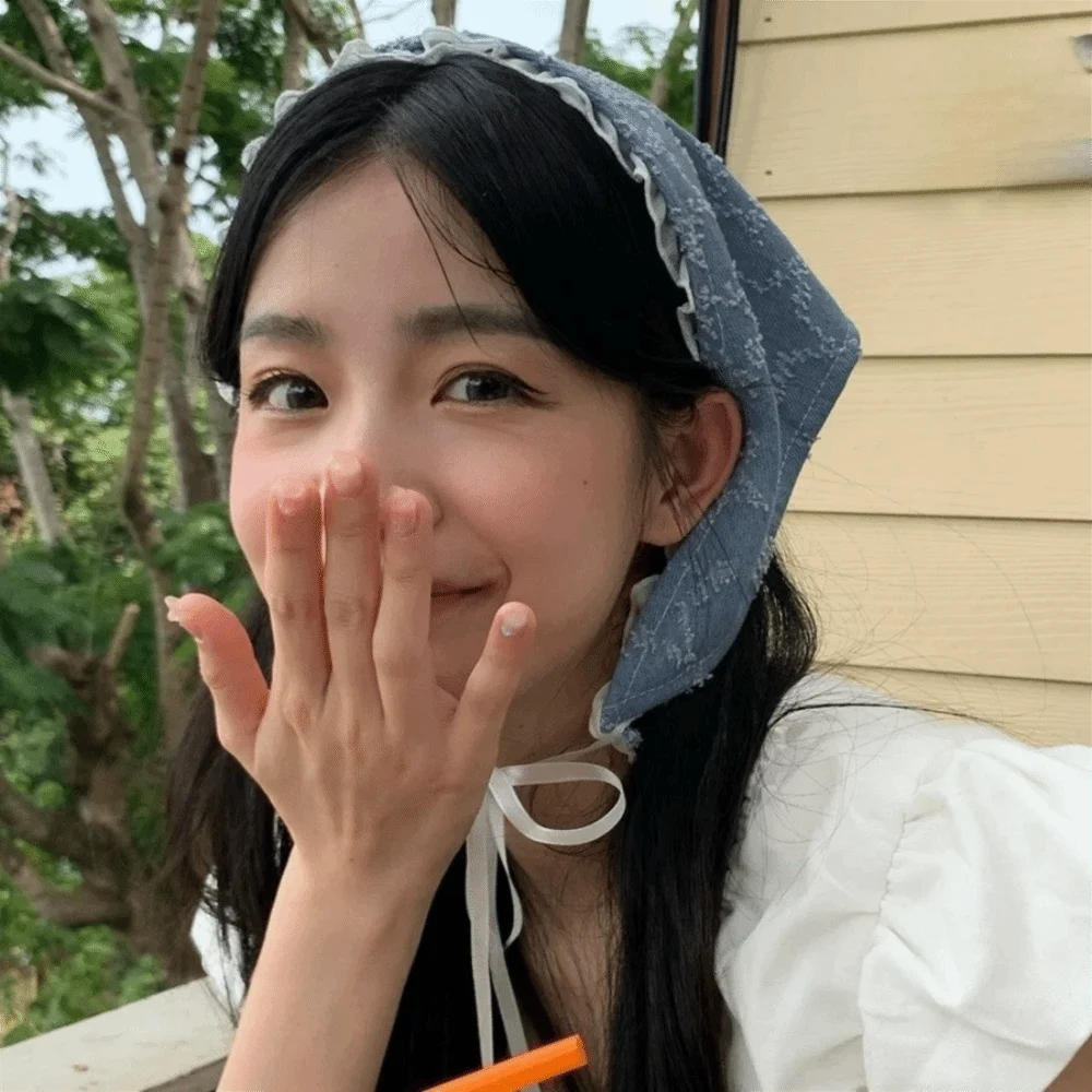 

Дышащий тонкий джинсовый треугольный платок-тюрбан с кружевной отделкой и звездами для волос, весенний