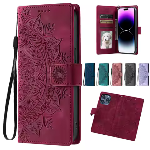 Flip With Card Slot Leather Phone Cover For Samsung Galaxy S25 Ultra Edge S24 Plus S23 FE S22 S21 S20 S10 S9 S8 Case Wallet