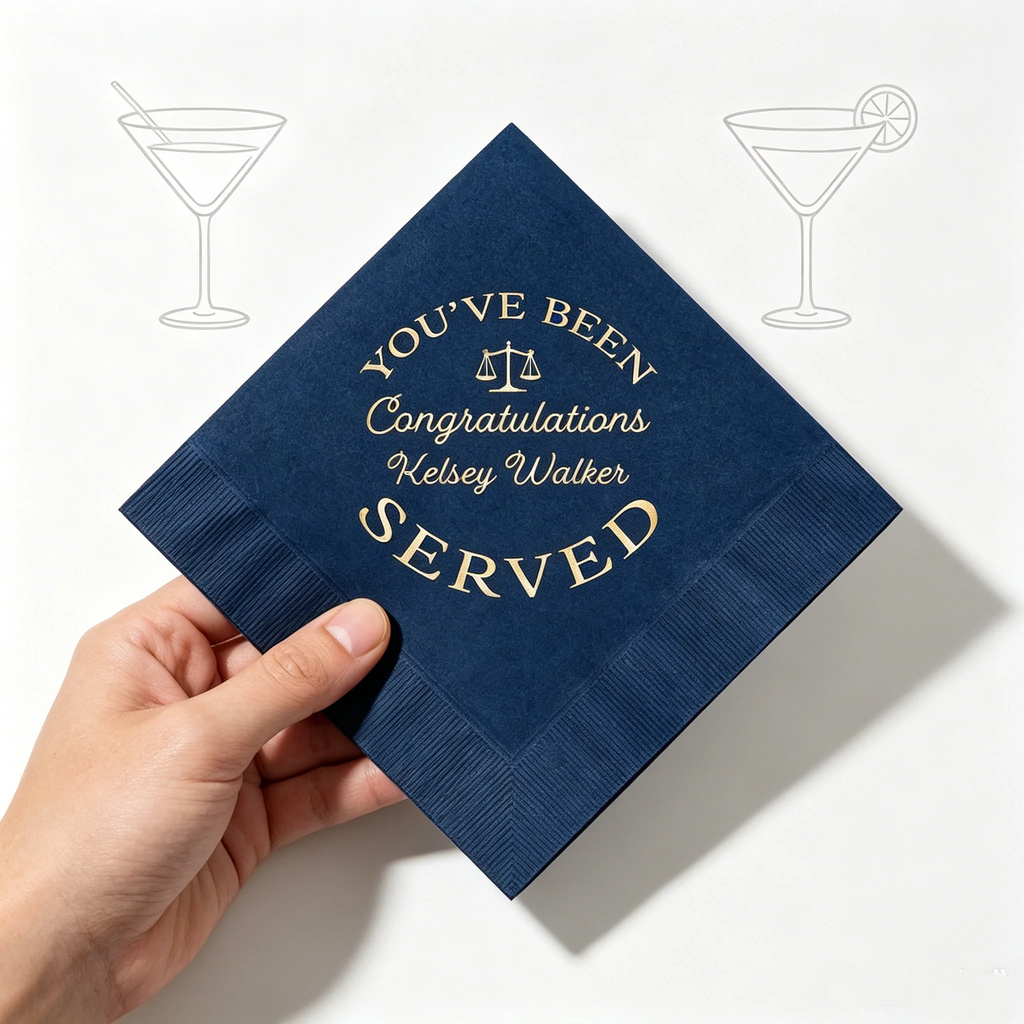 

50pcs Custom Law School Graduation Napkins, "You've Been Served" Printed Disposable Cocktail Napkins with Personalized Name, Mul