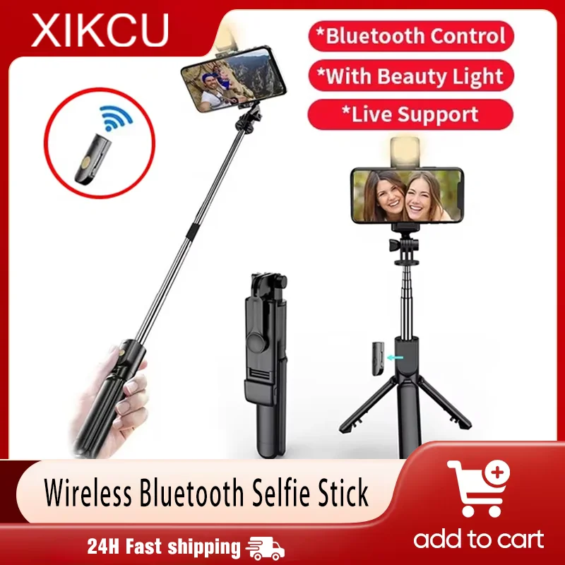

Wireless Selfie Stick Tripod Stand with Light Bluetooth Remote Extendable Tripod for iPhone Mobile Phone Live Streaming
