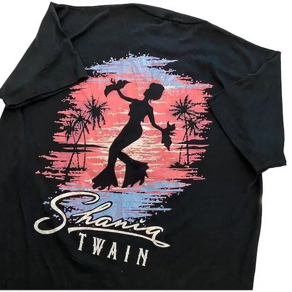 1 side print on back SHANIA TWAIN Shirt Short Sleeve Black Unisex S-5XL 1V0135