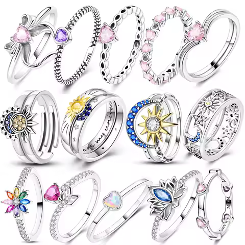 925 Sterling Silver Sun Rainbow Ring Butterfly Rings Beaded For Women Original Design Luxury Fine Jewelry Gift Party