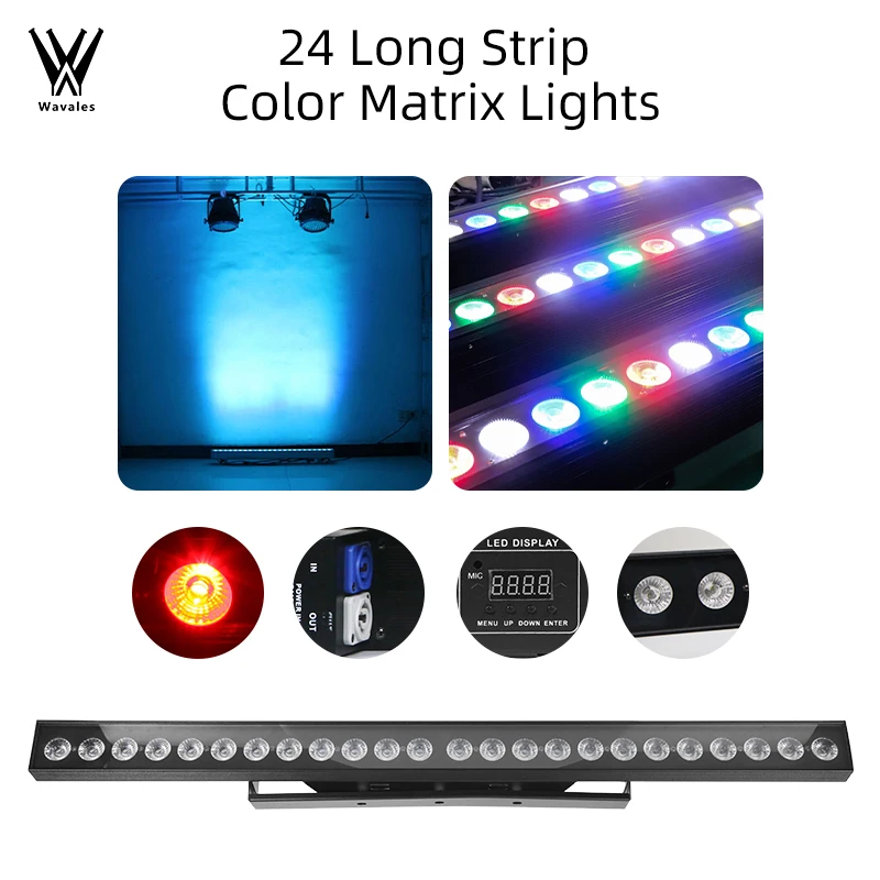 24x10w RGBW LED Wall Washer Ultra Wide Angle Strip Light DMX Control Professional Stage Show DJ Disco Equipment