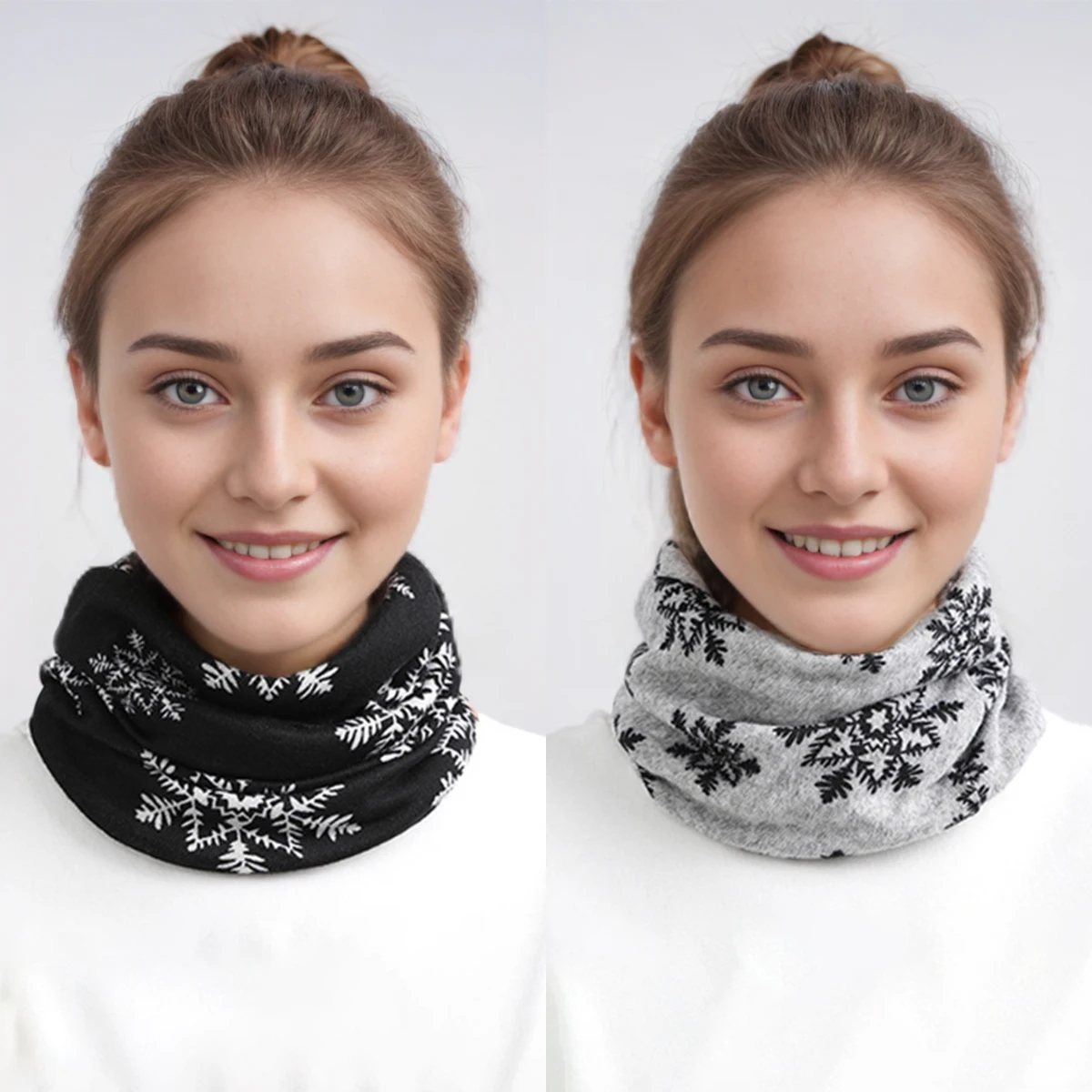 2Pcs Infinity Scarf Ring Scarf Collor Neckerchief Fashion Digital Printing Head Silk Wraps Full Mask Muslim Woman Veil 25*25cm