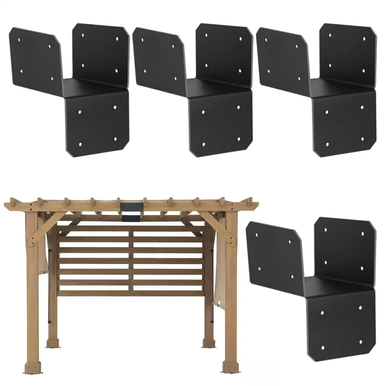 4pcs Steel Mounting Joist Hanger Brackets/Supporting beam anchoring connector/Heavy metal crossbeam bracket Wood Brackets