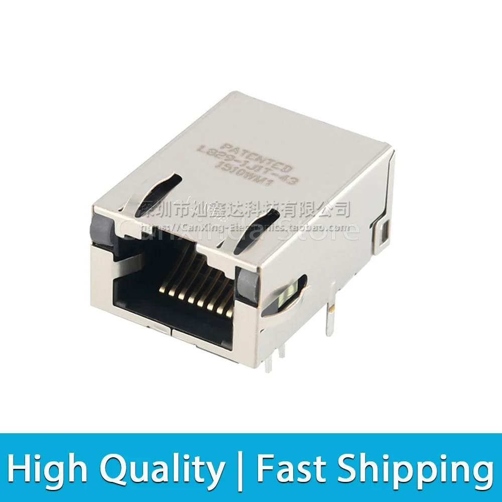 2pcs L829-1J1T L829-1J1T-43 RJ45 Jack Network Single Port Tab Up LED Filter Interface Connector 1000 Base-TX Fast Ethernet