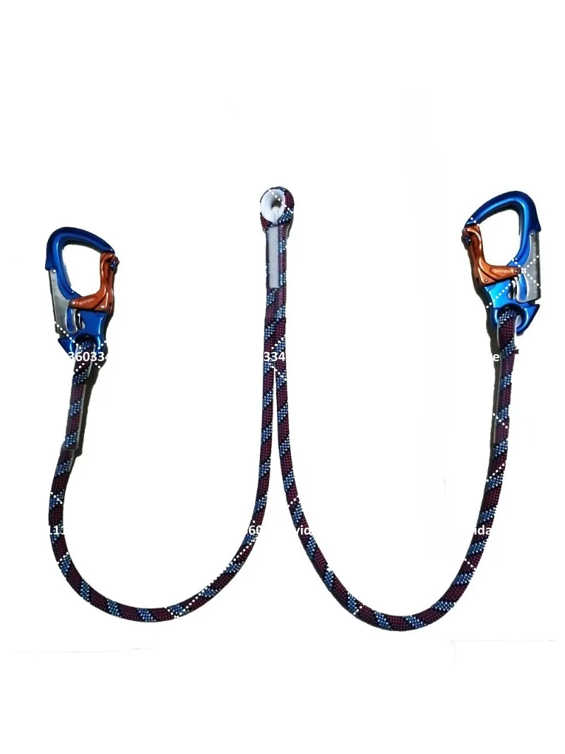 Via Ferrata Lanyard with Woven Prusik Loop & Carabiner, Eye-to-Eye Sewn for Mountaineering Climbing Safety