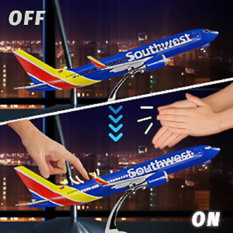 لعبة طائرة من الراتنج المصبوب B737 ايرباص الخطوط الجوية الأمريكية جنوب غرب 1:80 مقياس 737 سلسلة نموذج طائرة مع أضواء وعجلات #4