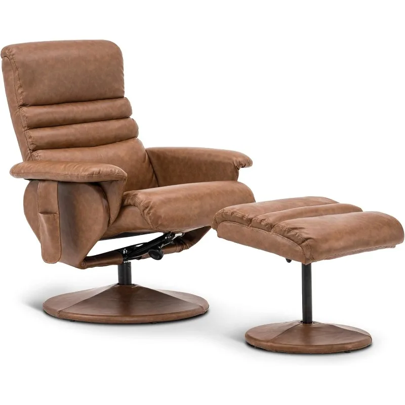 

Recliner with Ottoman, Reclining Chair with Massage, 360 Swivel Living Room Chair