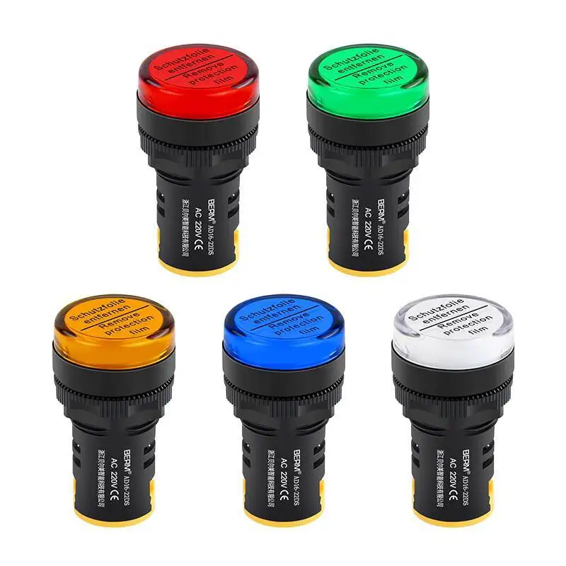 LED Power Indicator 220V Distribution Box AD16-22DS Universal Signal Light 24V Red Green Yellow Blue White 22mm DC24V 12V AC220V