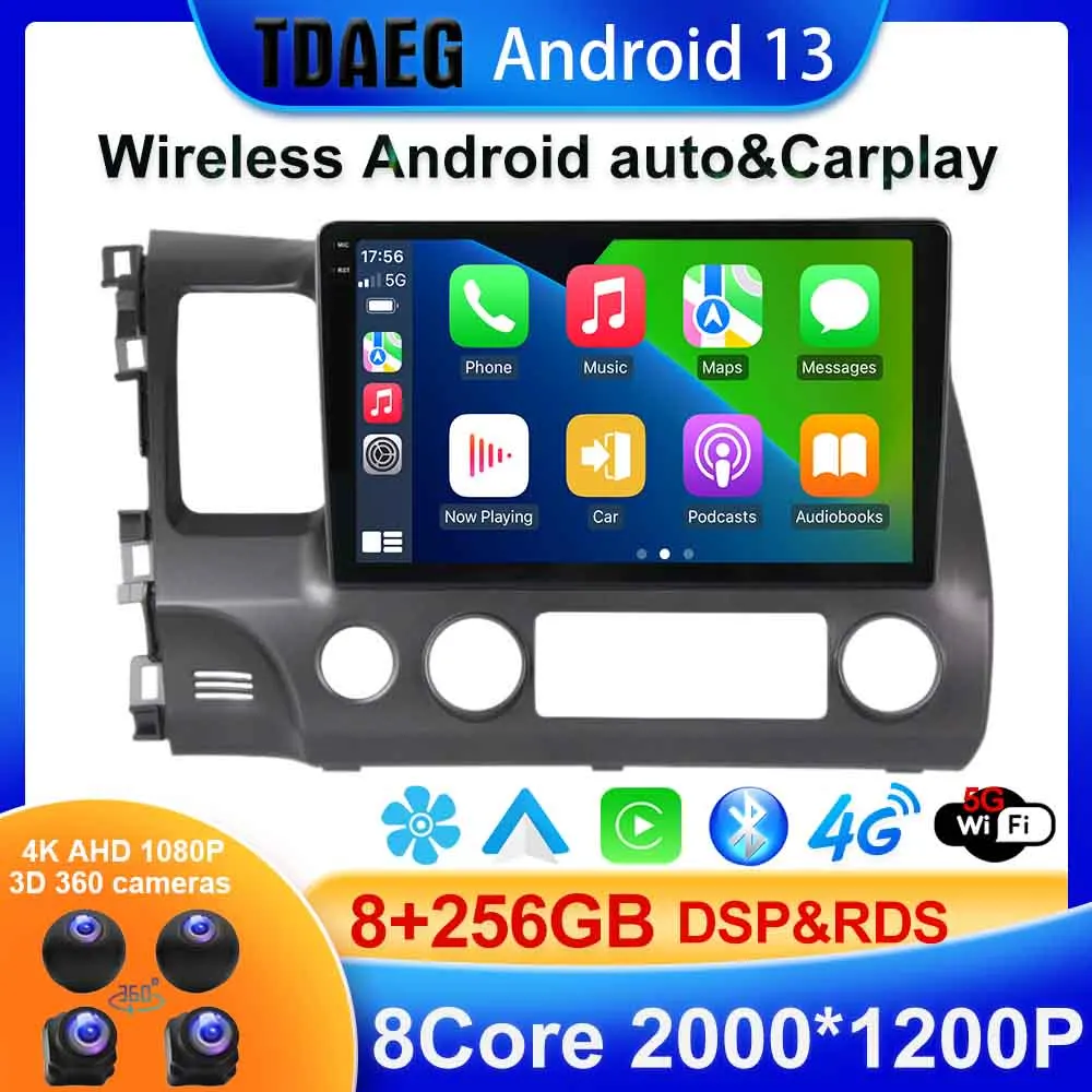 Bt 5,0 android 13 für honda civic 8 fk fn fd-Autoradio Multimedia Video Player Navigation GPS Nr. 2din 2 din dvd