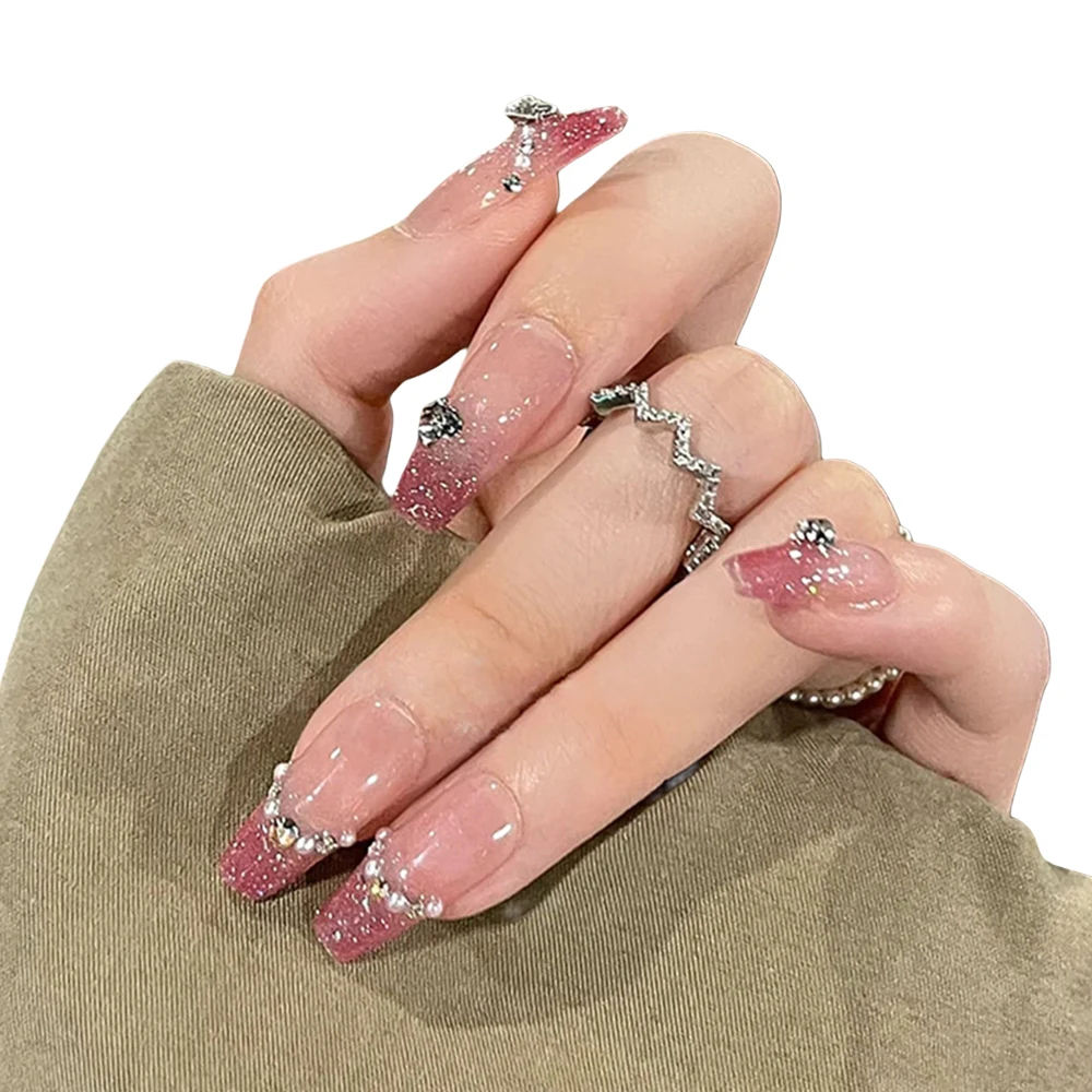 Long Ballerina Fake Nail No Fading Sturdy Material Nail Easy to Wear for Outgoing Dress Matching