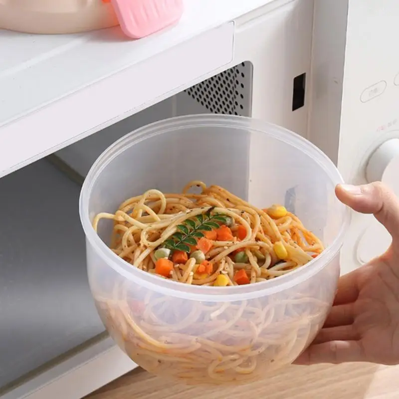 E8BD Double Layer Salad Bowl Container in Plastic with Leak Proof Lid for Separating Main Dishes, Fruit, and Salads Between