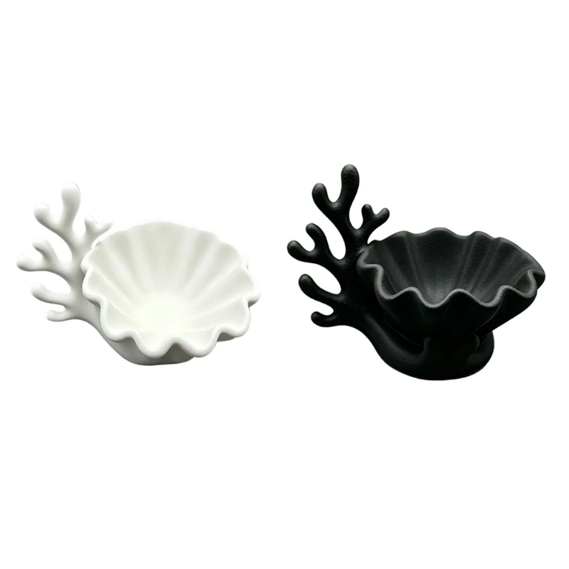 Ocean Display Shell Jewelry Bowl for Small Items, Scalloped Dish for Shelf, Desktop, and Dresser Top Placement 87HA