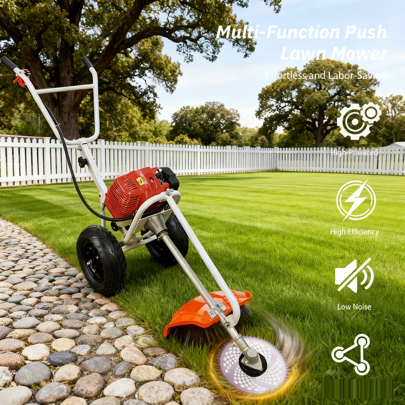 

Wheeled Lawn Mower Hand-pushed 2-Stroke Grass Cutter 4-Stroke Gas-powered Lawn Trimmer Push-type Lawn Cutter Gas Lawn Edger