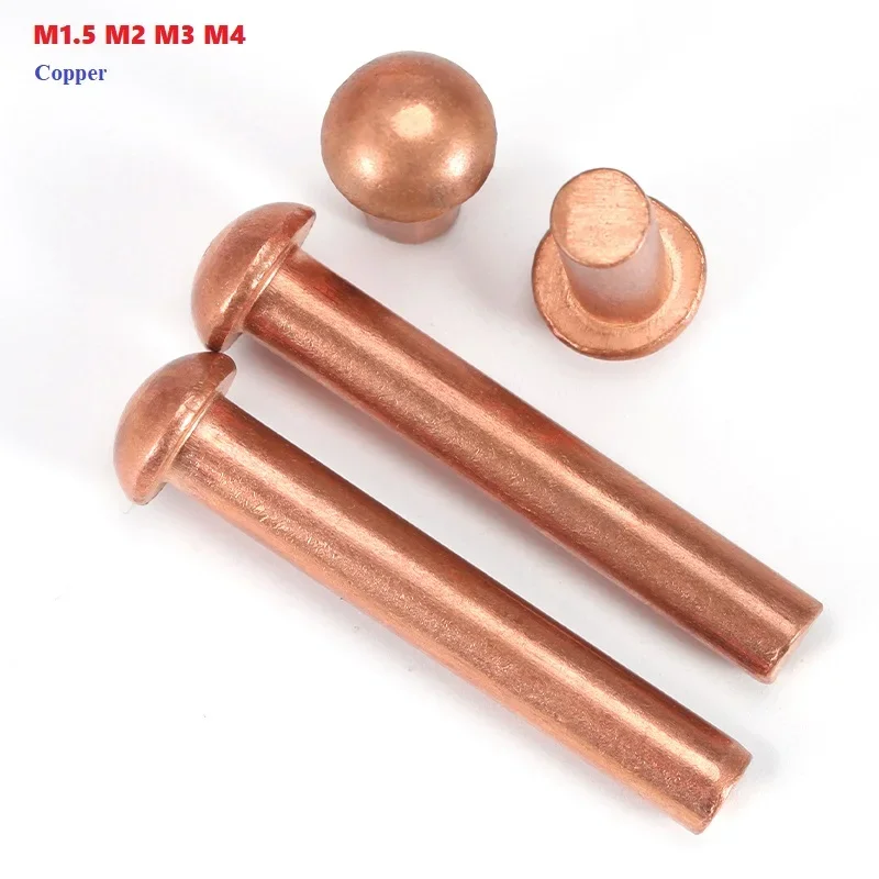 M1.5 M2 M3 M4 Button Head Cap Copper Rivets Copper Nail Solid Rivet Semi-Round Rivet Copper Round Common Nail