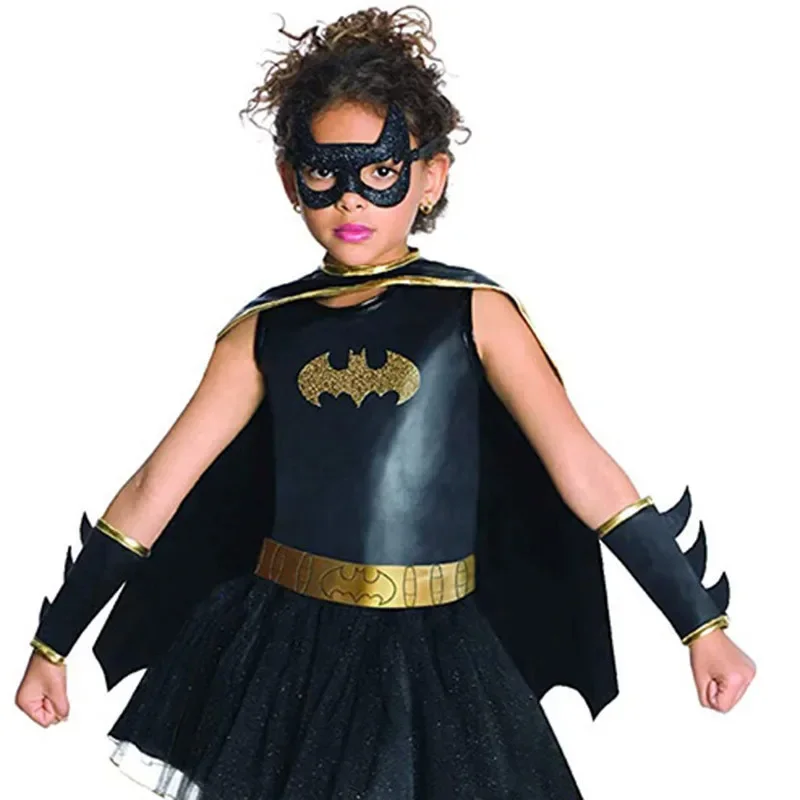 2021 Little Black Girl Cosplay Clothing Bat Children Fantasy Fancy Dress For Kids Carnival Party Halloween Costume New Year Gift