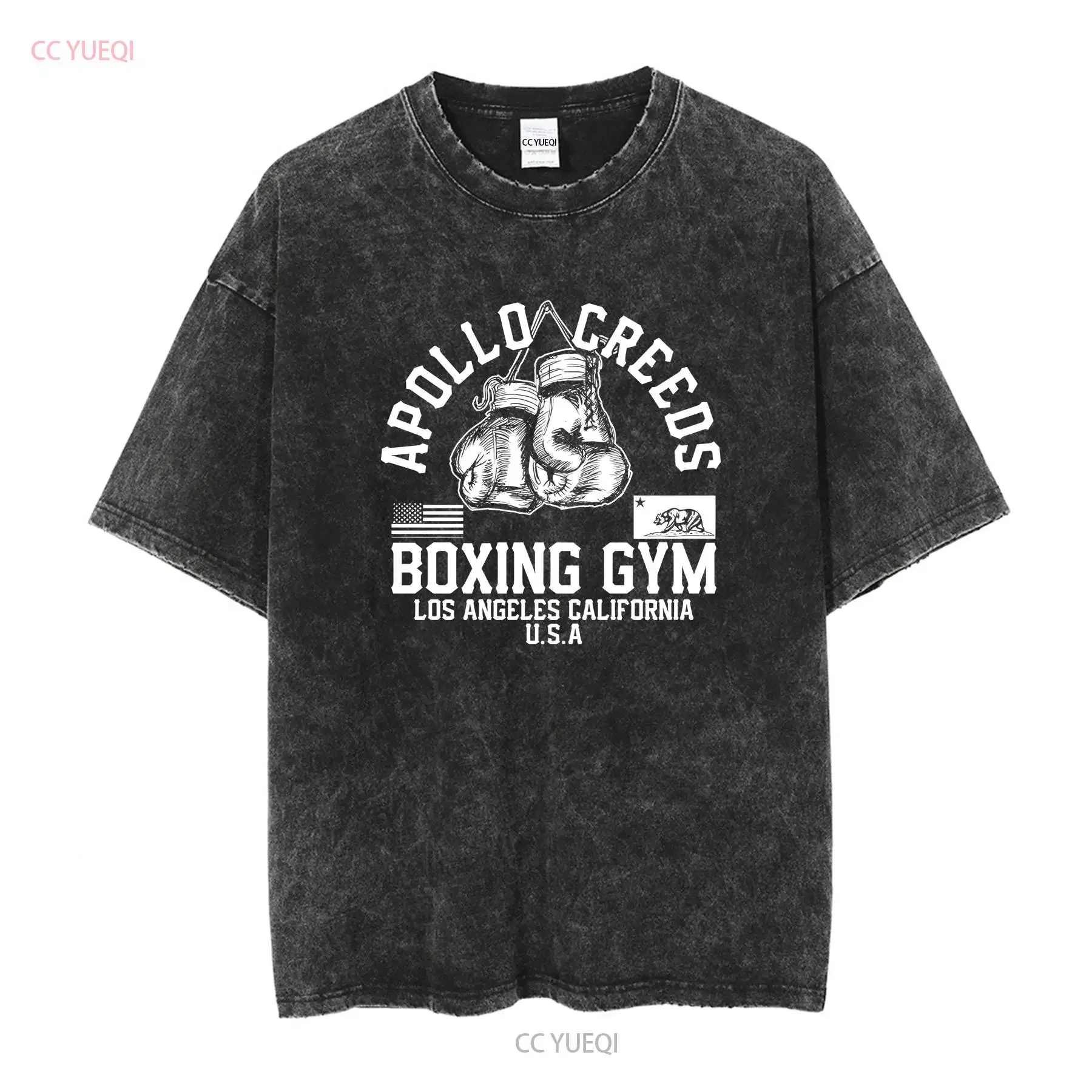 Apollo Creed Boxing Gym T Shirt Black Cult Fightclub vintage Washed Breathable Slightly homme fashion graphic