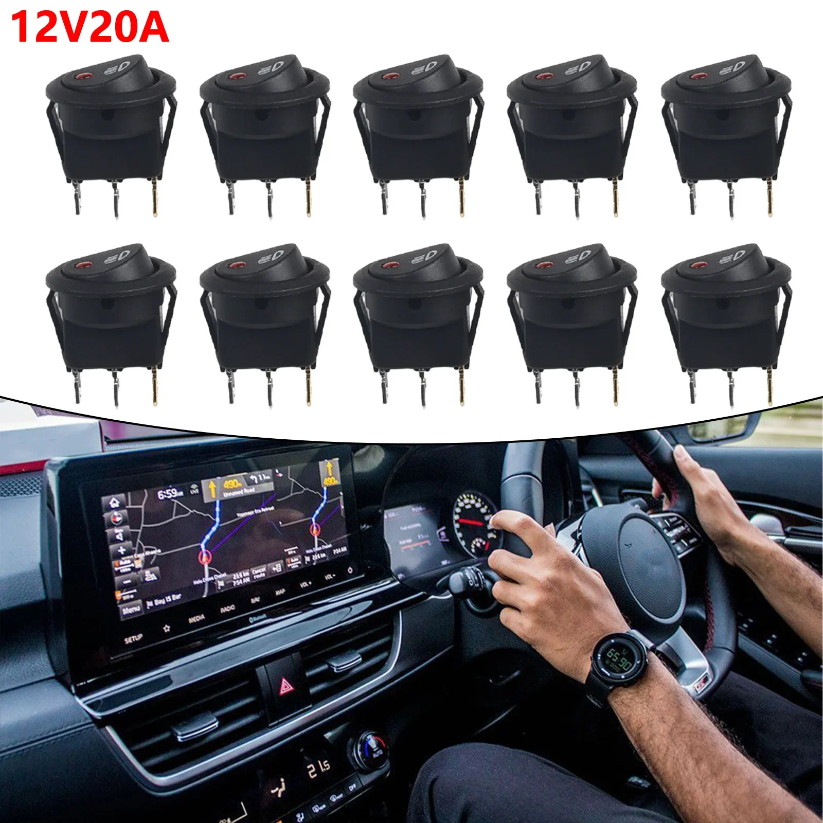 10/5pcs Fog Light Switch 12VLED Light Boat Type Fog Light Switch DC 12V 20A ABS Plastic On-OFF Rocker Switch  For Car Van Truck