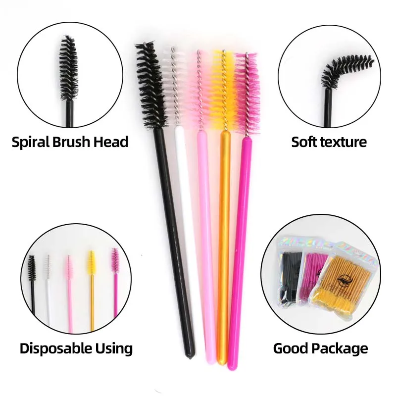 50 Stuks Make-Up Kwasten Wegwerp Kristal Wenkbrauw Borstel Diamant Handvat Mascara Wand Applicator Wimpers Wimper Extension Tool