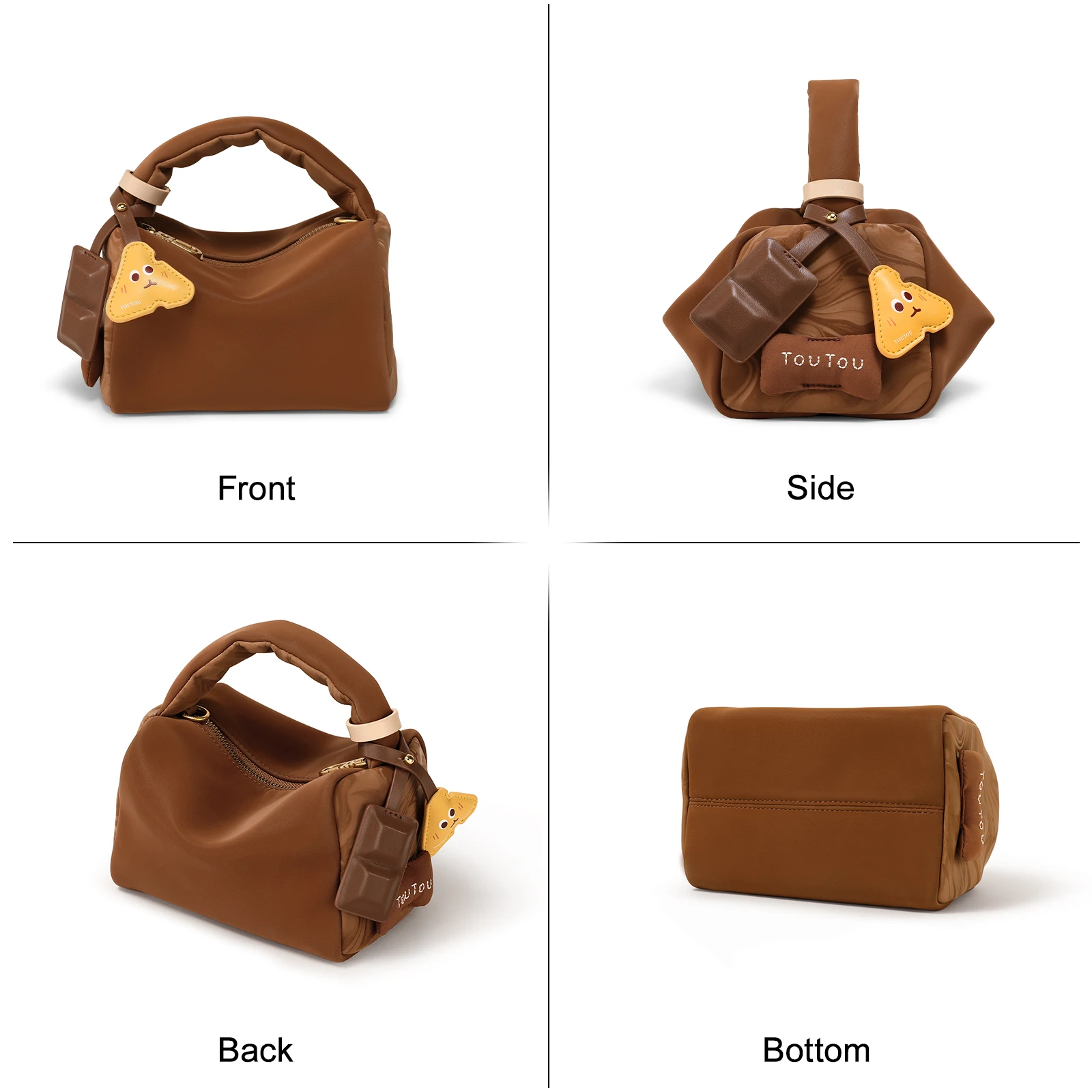 TOUTOU Melard Brown Box Bag Luxury Women’s Fashion Handbag With Cute Key Handbag Detachable Shoulder Strap