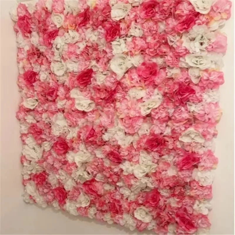 Panel de pared de flores artificiales de 40x60cm, telón de fondo 3D, flores rosas de seda para decoración de boda, decoración del hogar, fondos para Baby Shower