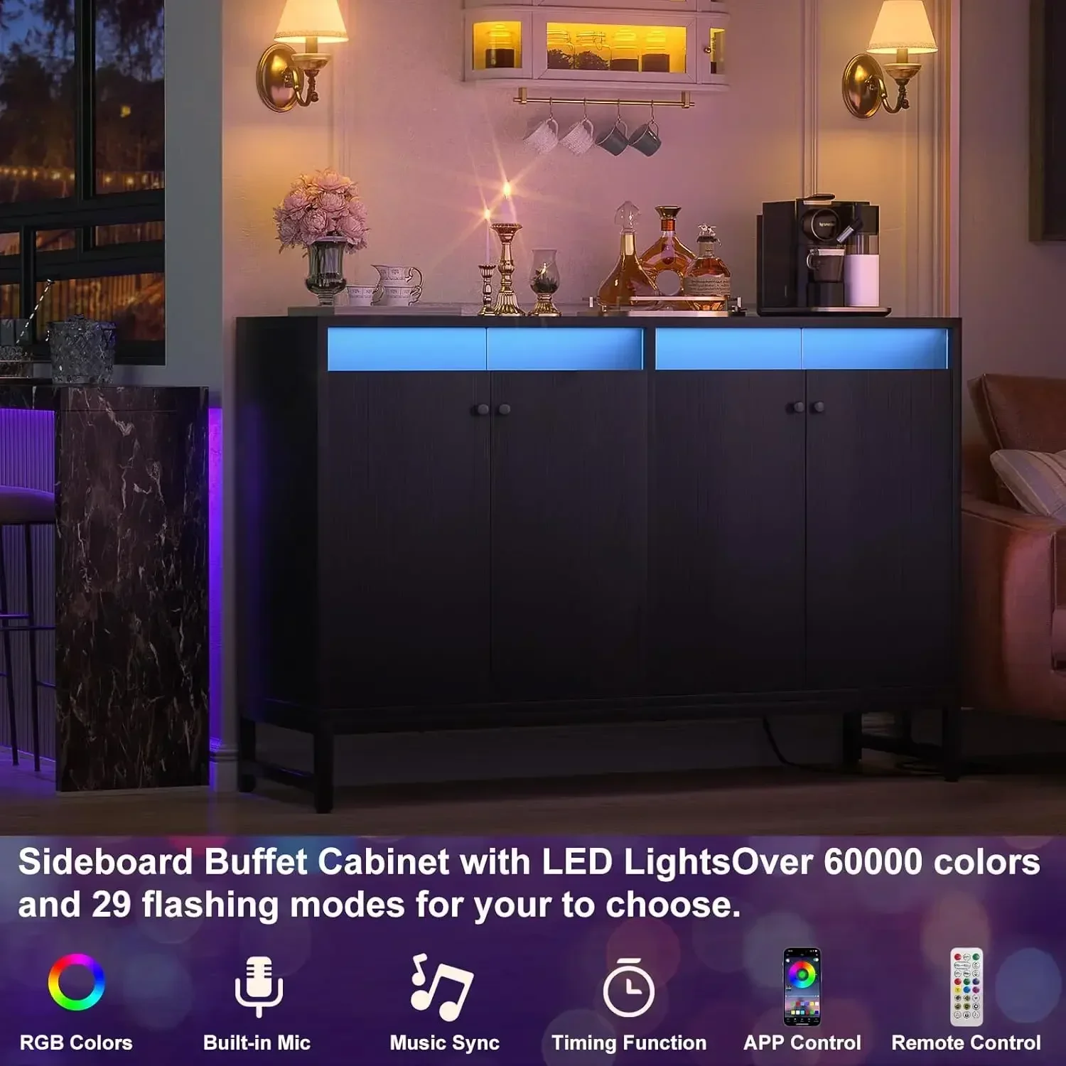 

Cheap And high quality Cabinet With Power Outlet, Kitchen Storage Cabinet With LED Light & Doors Hot Sales