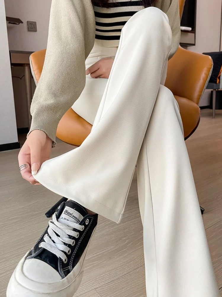 Flare Pants Women Skinny Office Lady Korean Style Solid All-match Spring Fashion Ulzzang Temperament Vintage Casual Classic Chic