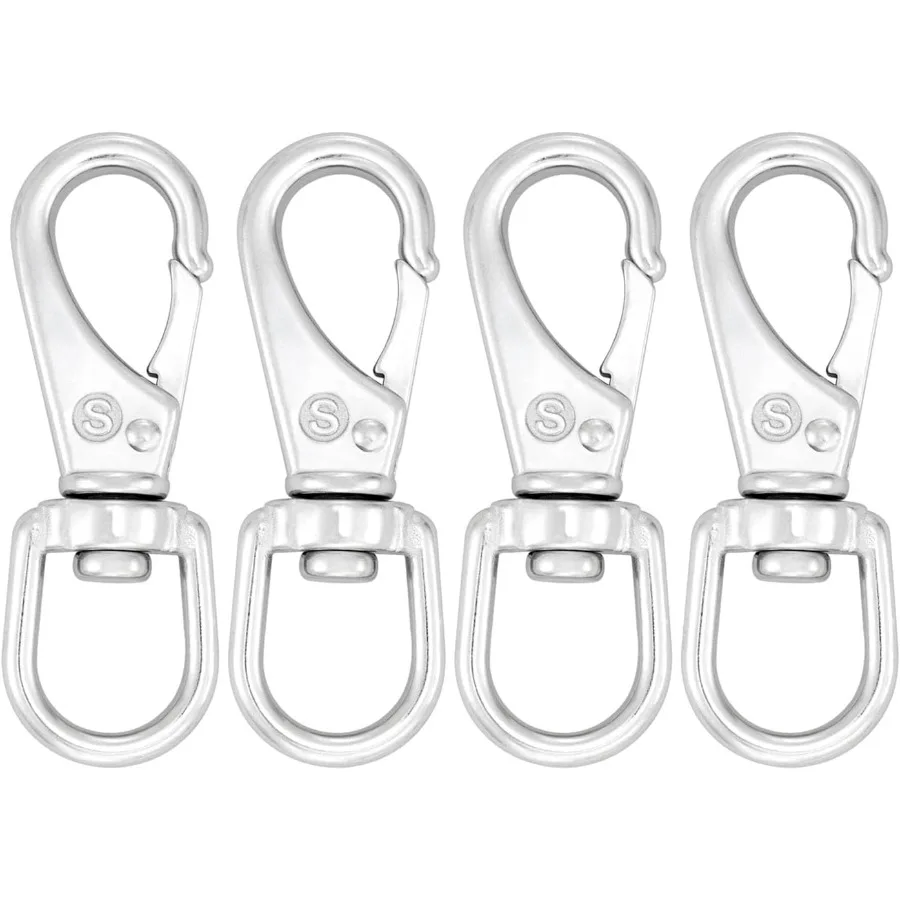 

SHONAN 3.5 Inch Stainless Steel Flag Clips for Flagpole Rope 4 Pack Diving Clips Flag Pole Clips with Swivel Snap Hooks Ideal f
