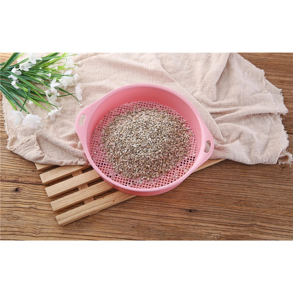 

4pcs Plastic Soil Sieve Green Garden Riddle For Compost Stone Mesh Lightweight Tool Handle Design Sand Gravel Sifting Gardening