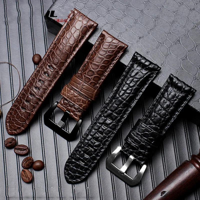 Crocodile Leather Large Watch Band For Panerai PAM111 PAM441 PAM00753 Watch Strap Genuine Leather 22mm 24mm 26mm Brown Bracelet