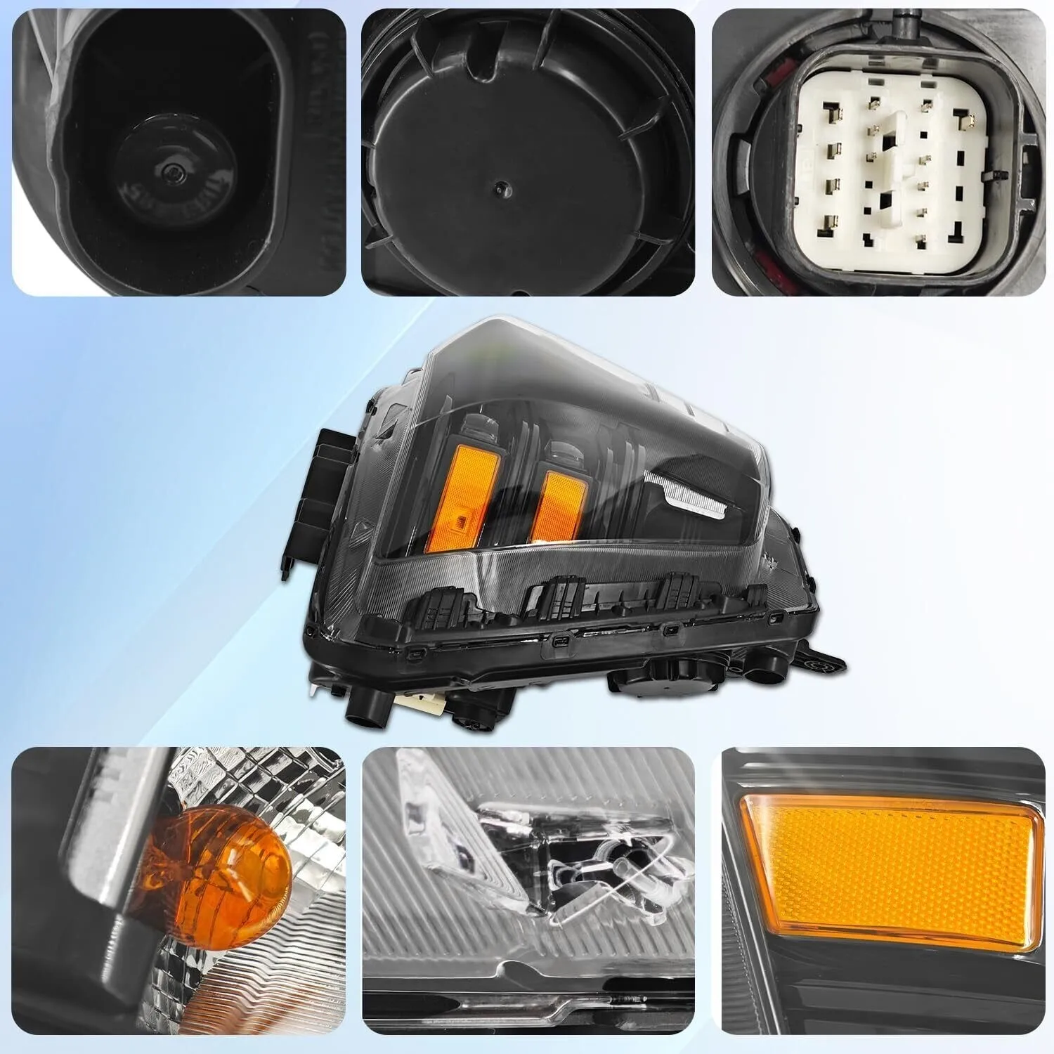 For Hyundai Kona LED Headlight Assembly 2024 2025 Right Passenger Side LED Headlight W/Halogen Signal Lights DRL Clear Directly