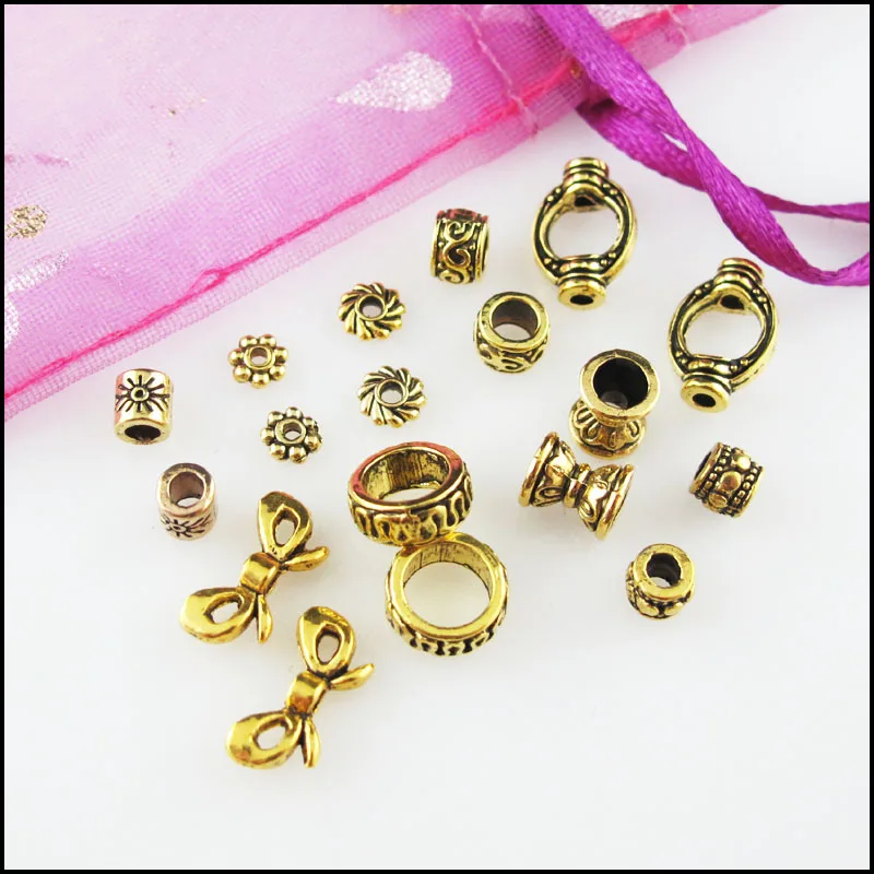 Fashion New Daisy Flower Oval Frame Butterfly Bow Heart Charms Spacer Bar Beads Antiqued Gold Plated