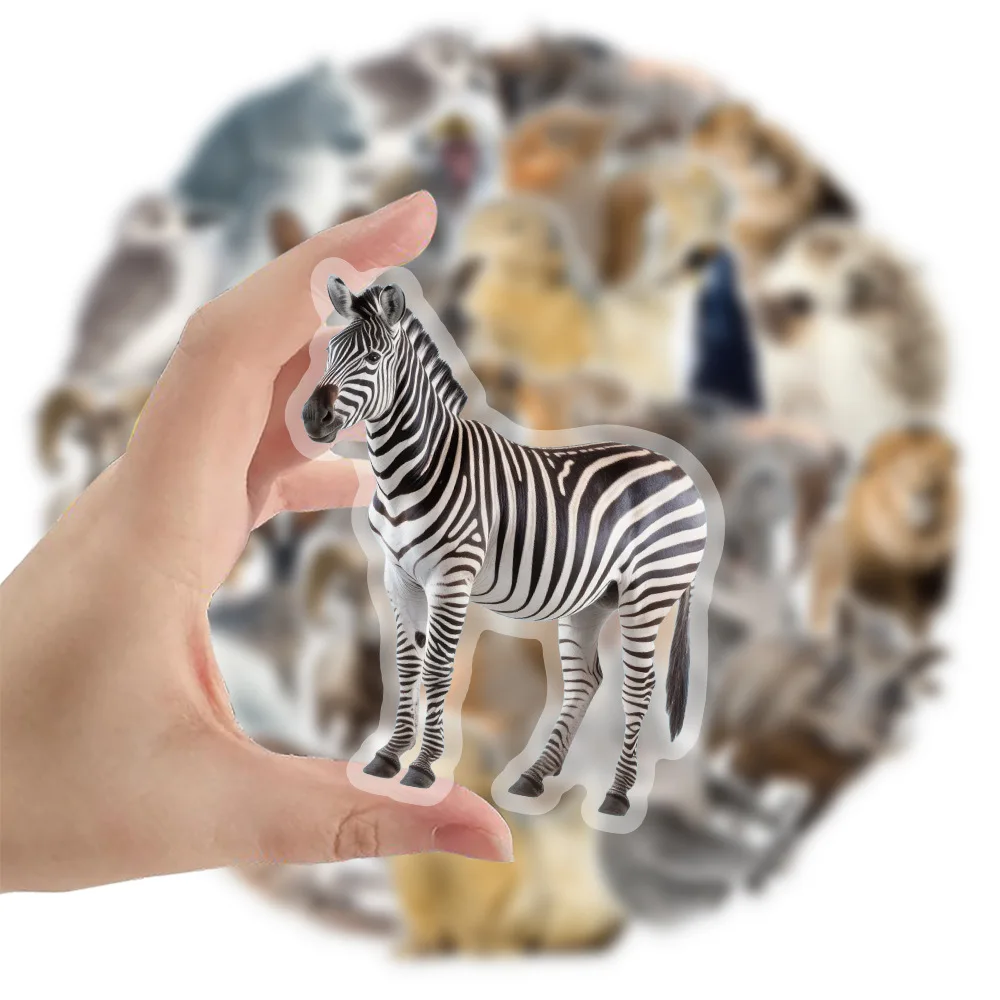 10/50 قطعة ملصقات شفافة الحيوانات البرية ملصق الحيوان الشارات واقعية لعبة الأمتعة المحمول الهاتف الغيتار سيارة الدراجة ملصق لعبة #2