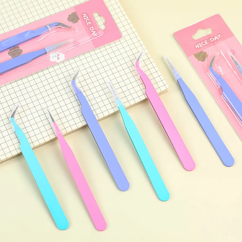 A set of  Stainless Steel Macaron Color Tweezers for Journal Scrapbooking Stickers DIY Tool Stationery Scissors